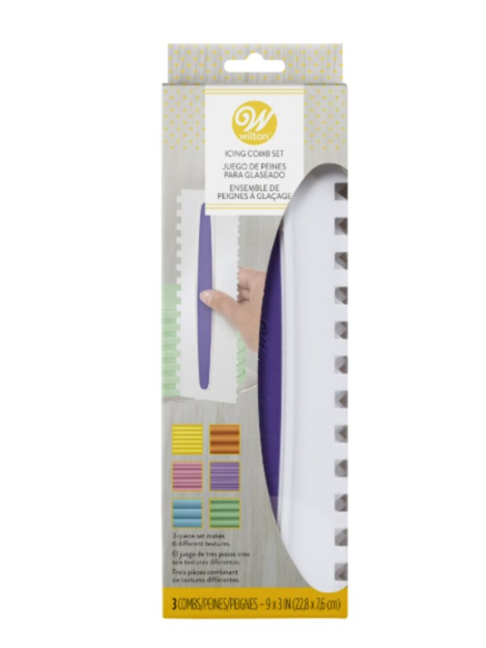 Wilton Icing Smoother Comb Set, 3-Piece Adaptable Model, 9 x 3 in., Plastic